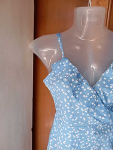 Blue Floral Wrap Dress