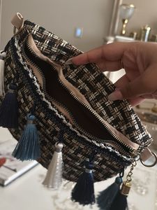 Tweed Clutch with Tassels