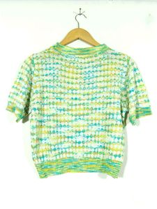 Multicolour Printed Round Neck Crop Top (Women)