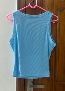Blue Ribbed Tank Top