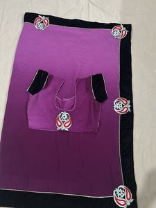 Ombre Purple Saree with Embroidered Border