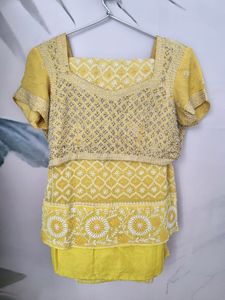 Embroidered Yellow Saree