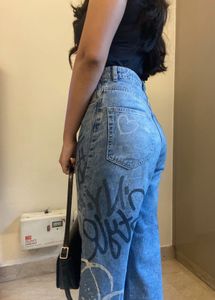 H&amp;M Graffiti Baggy Jeans