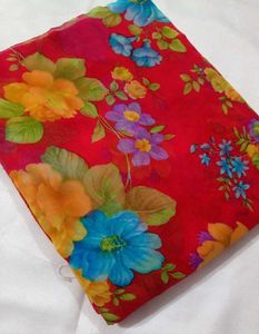 Floral Print Chiffon Saree
