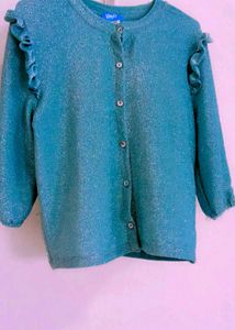Sparkly Blue Ruffle Cardigan