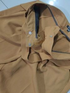 Mustard Brown Formal Trousers With Inbuilt Belt