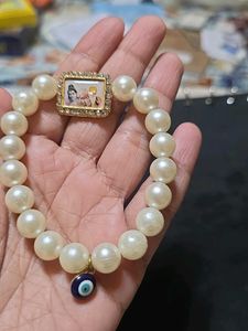 Pearl Evil Eye Guruji Shiv Avatar Bracelet