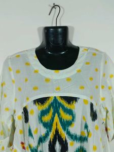 Off White &amp; Green Printed Kurta Set For Women&#39;s