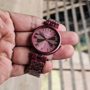 FOSSIL RED METAL CHAIN WITH DIAL LADIES WATCH