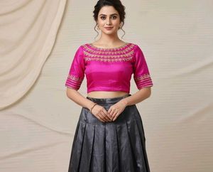 Pink&Gray Gotta Patti Lehenga