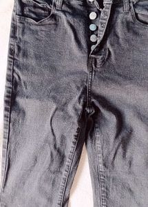 Button-Fly Gray Jeans
