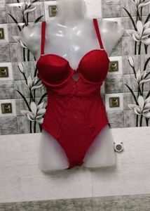 Red Lace Bodysuit Lingerie