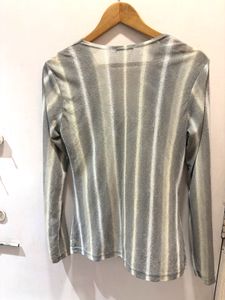 Chic Striped Cowl Neck Long Sleeve Top
