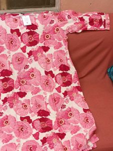 BrandNew Cotton Floral Print Kurti+RedBpttom