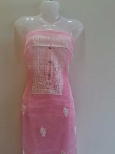 Pink Embroidered Dress Material without duppta