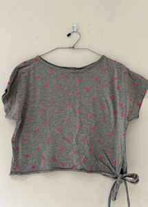 Gray Tee with Pink Hearts
