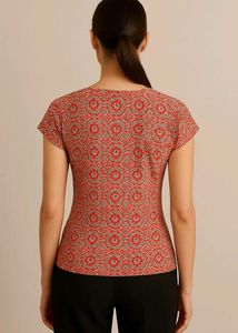 Printed V-Neck Top