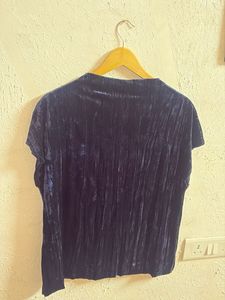 Zara Blue Velvet Top