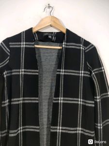 Forever New Black Checks Winter Overcoat (Women's)
