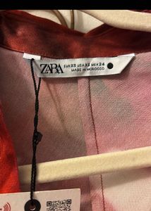 New One Zara Printed Satin Dress Zw Collection