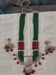 Green & Red Kundan Jewelry Set