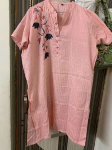 Cotton Peach Kurta For Daily Use