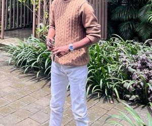 Brown Cable Knit Sweater