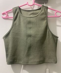 Olive Green Crop Tank Top
