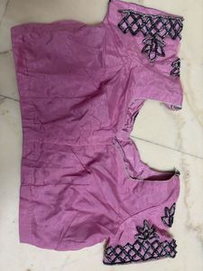 Embroidered Pink Saree