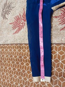 Blue &amp; Gold Leaf Print Kurti