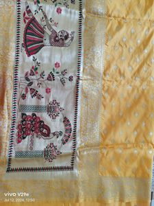New Unused ChanderiSilk ReshamWork Saree StichedBl