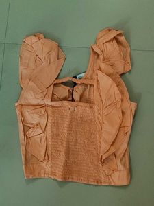 Peach Ruffle Crop Top
