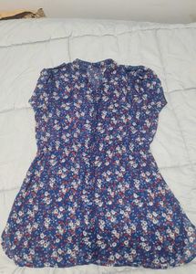 Floral Print Mini Shirt Dress