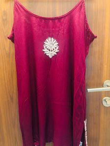 Embroidered Maroon Tank Top