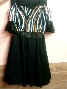 partywear Black long skirt with sequin top