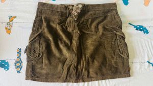 Corduroy Cargo Mini Skirt