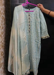 Light blue Embroided suit set