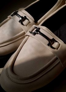 Elegant Beige Loafers with Metal Detail
