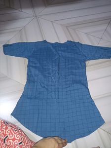 Indigo Grid Flare Top