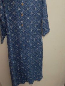 Blue Printed Kurti soft cotton linen 2xl