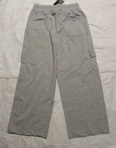 Gray Wide Leg Cargo Sweatpants