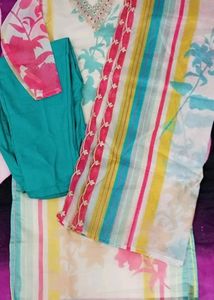 New/Unused Organza Multicolored Kurta Set