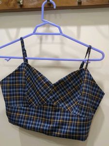 Blue Plaid Crop Top