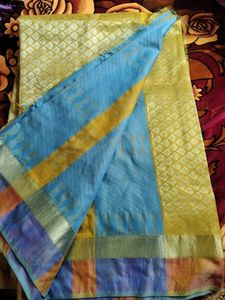 Yellow Banarasi Silk Saree