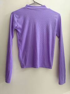 Lavender Ribbed Mock Neck Top