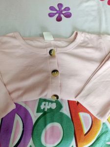 Cute Baby Pinkinsh Peach Buttoned Crop Top
