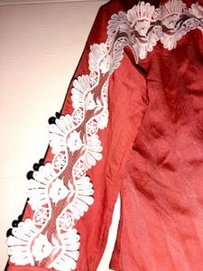 Lace-Trimmed Button-Down