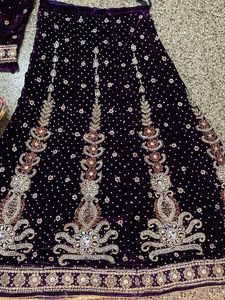 Elegant Purple Velvet Lehenga Choli Set