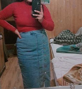 Denim Long Skart  With Full Botom Petten ....