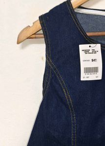 Trendy New .Denim Vest with Gold Buttons